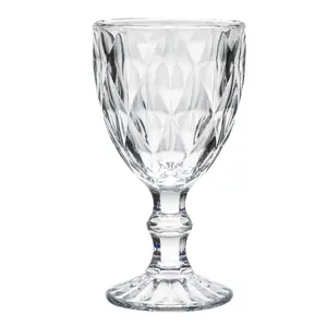 BEILLE Clear Carved Goblet Water Glasses 10oz Assorted Home Decor Glassware for Everyday Use Elegant Functional Design Drinkware Aesthetic Tableware