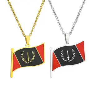 American black flag pendant necklace Designer Map Necklace male and female couples versatile sweater chain accessories world map necklace