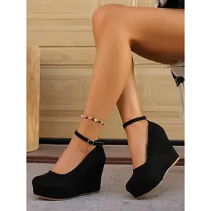 7-color flat toe women's shoes, suede round toe platform women's shoes, party and daily wear, super high heels women's single shoes, Wedge Design
