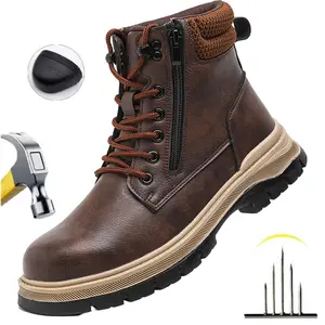 Waterproof Safety Boots Men Indestructible Steel Toe Work Boots Anti-smash Stab-resistant Safety Shoes Indestructible Construction Work Shoes