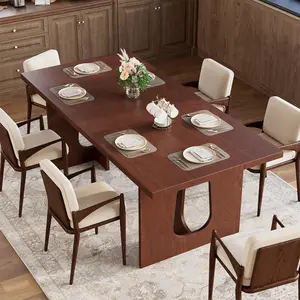 71" Long Dining Table for 6-10 People -  Walnut Kitchen Table with Extra Thickened Tabletop & Heavy Duty Base Legs, Modern Rectangular Dinner Table for Kitchen, Conference Room, Home