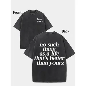 Love Yourz Inspirational Quote Graphic Tee Vintage Washed Oversized Streetwear Unisex Top Crewneck Short Sleeve Soft Casual Summer Outfit