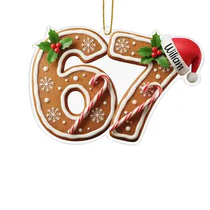 Custom Irregular Acrylic Christmas Ornament - 6-7 in Santa-Themed Holiday Decor, Teen Slang & Gingerbread Meme Designs, Festive Keepsake for Home Festive Decorations