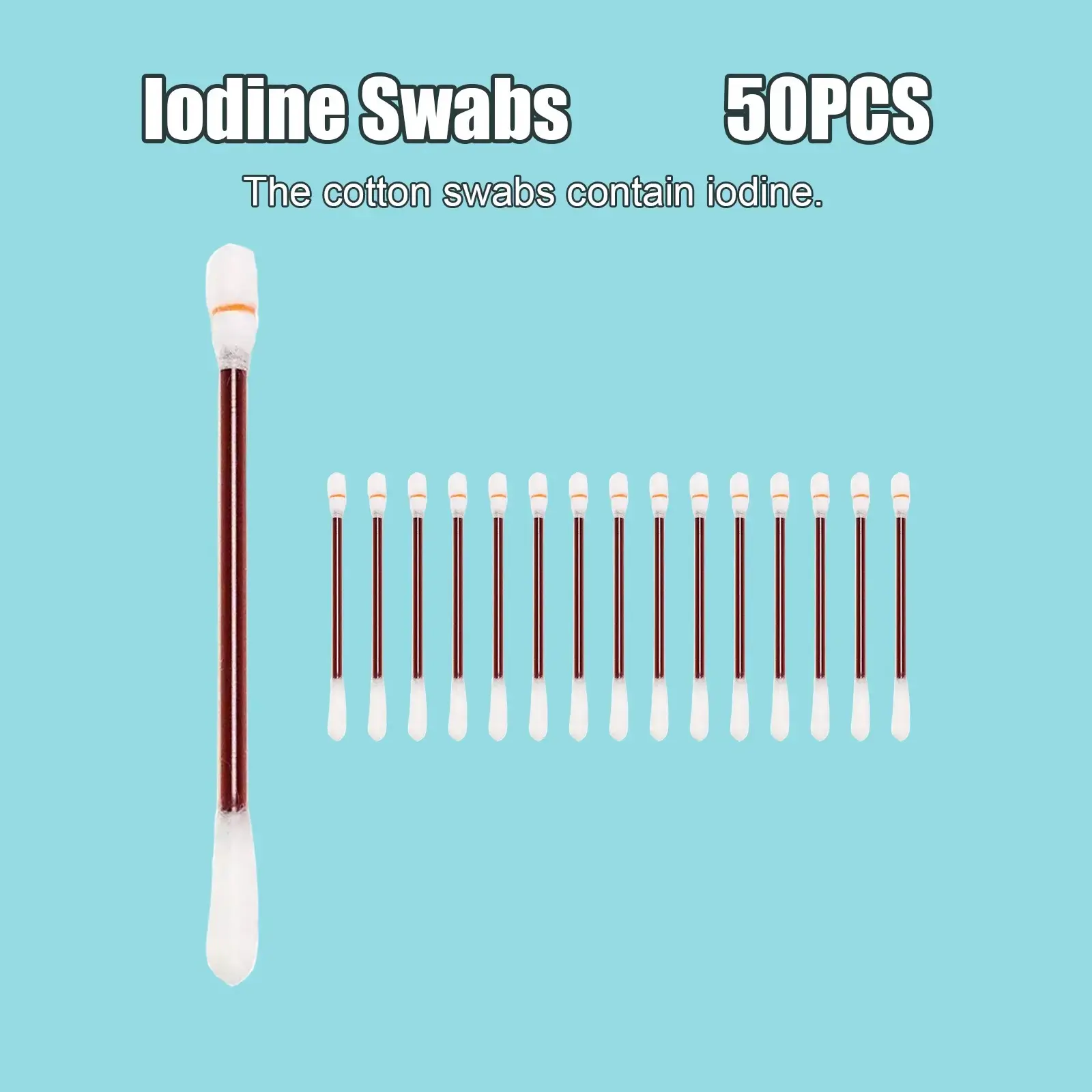 50/100 pcs iodophor cotton swabs, individually sealed packaging, multi-functional emergency supplies, used for daily cleaning, home first aid and travel, compact and easy to carry, suitable for outdoor activities and daily use