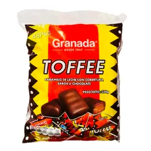1 BOLSA DE Granada Candy Toffee Caramel & Milk Granada Delicious Flavor Chocolate Snack Sweet Creamy Bite 48 pcs