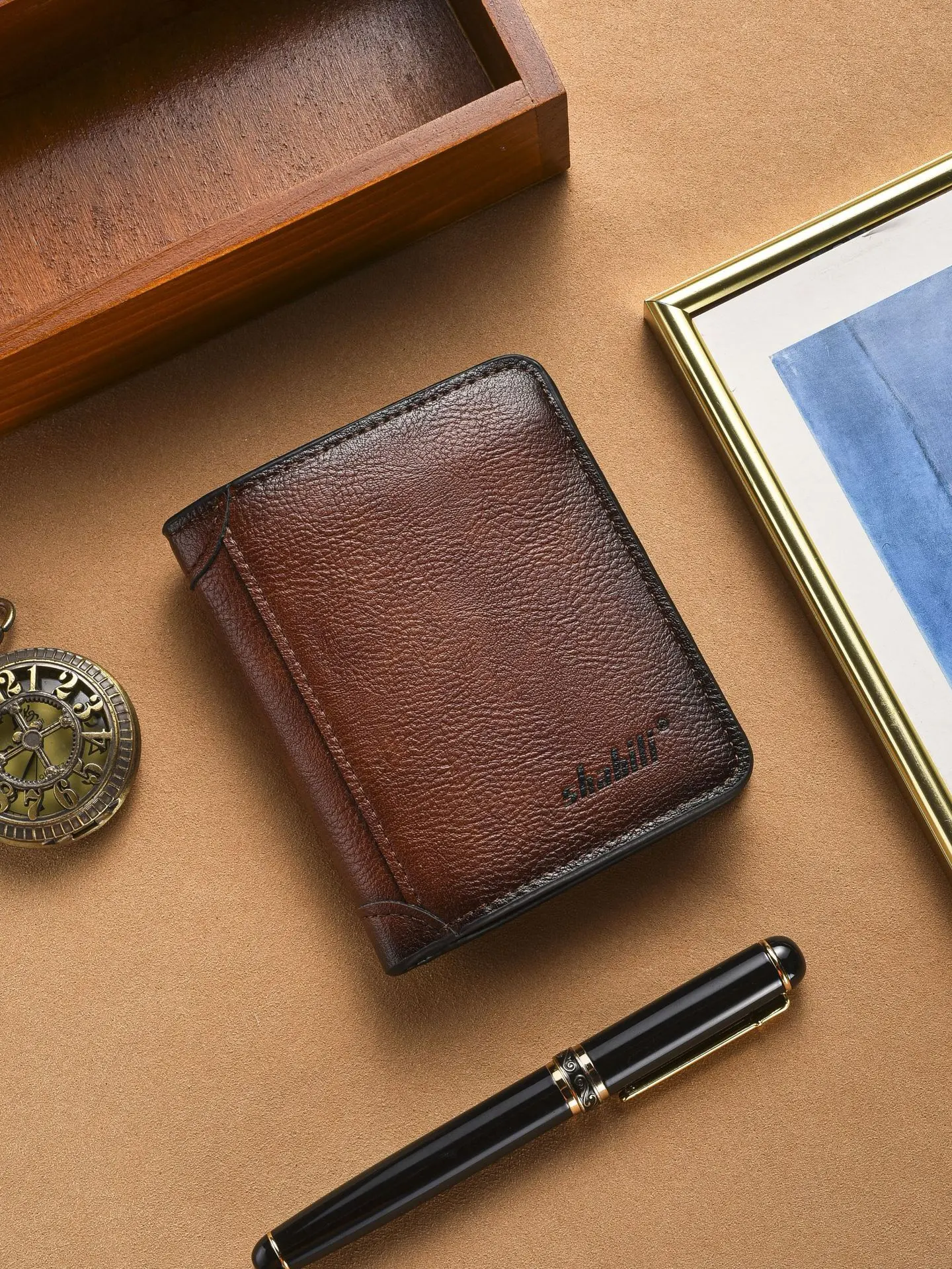 GOODBEE Men's Vintage Oil-Waxed Leather Tri-Fold Vertical Mens Wallet with Multiple Card Slots & High Capacity, Leather Cash Wallet, Trifold Card Holder
