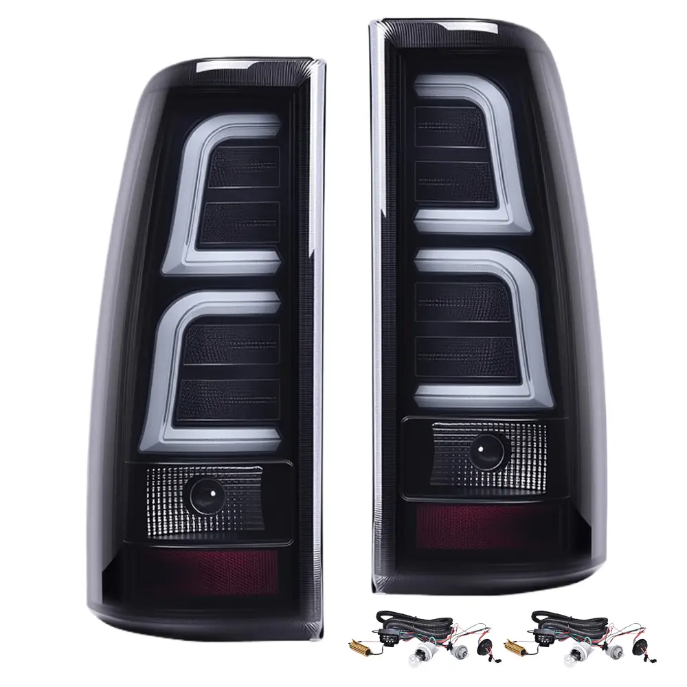 LED Tail Lights Lamps Fit For 99-06 Chevy Silverado GMC Sierra Black Left+Right w/ Harness