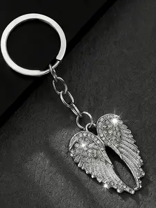Vintage Distressed Angel Wing Keychain Pendant, A Light Luxury Style Metal Charm With Sparkling Textured Details, Can Be Used As A Key Holder Or Bag Accessory, Suitable For Daily Commuting, Or Gifting, Bling Bling Keychains, Keychain For Bags