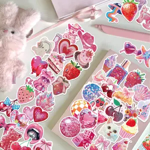 50 Pcs Rose Pink Girly Heart Series Stickers, Suitable for Scrapbooks, Diaries, Laptops, Water Bottles, Cars, Etc. Faith-based Designs, Gifts with Positive Messages, Car Decals, Car Decorative Sticker