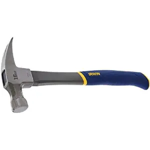 IRWIN 16oz Fiberglass Claw Hammer - Tool, Hand Tools, Forged Steel Construction, Protouch Grip, Rounded Handle, Ideal for Nail Driving