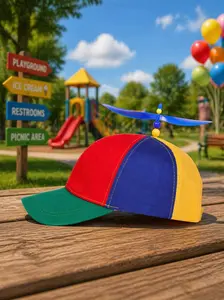 Adult Rainbow Propeller Hat, Adjustable Funny Helicopter Hat, Unisex Novelty Party Costume Cap for Halloween, Festivals, Dress Up & Holiday Fun