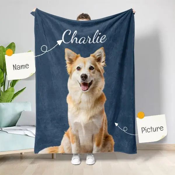 Personalized dog blanket, custom pet photo blanket, dog name blanket, pet memorial gift, dog lover gift, custom fleece throw, personalized pet portrait, dog mom gift