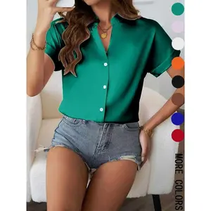 Elegant satin stand up collar shirt with slim fit design, reshaping a lightweight and mature appearance, perfect for delicate chiffonRAIMENTRY