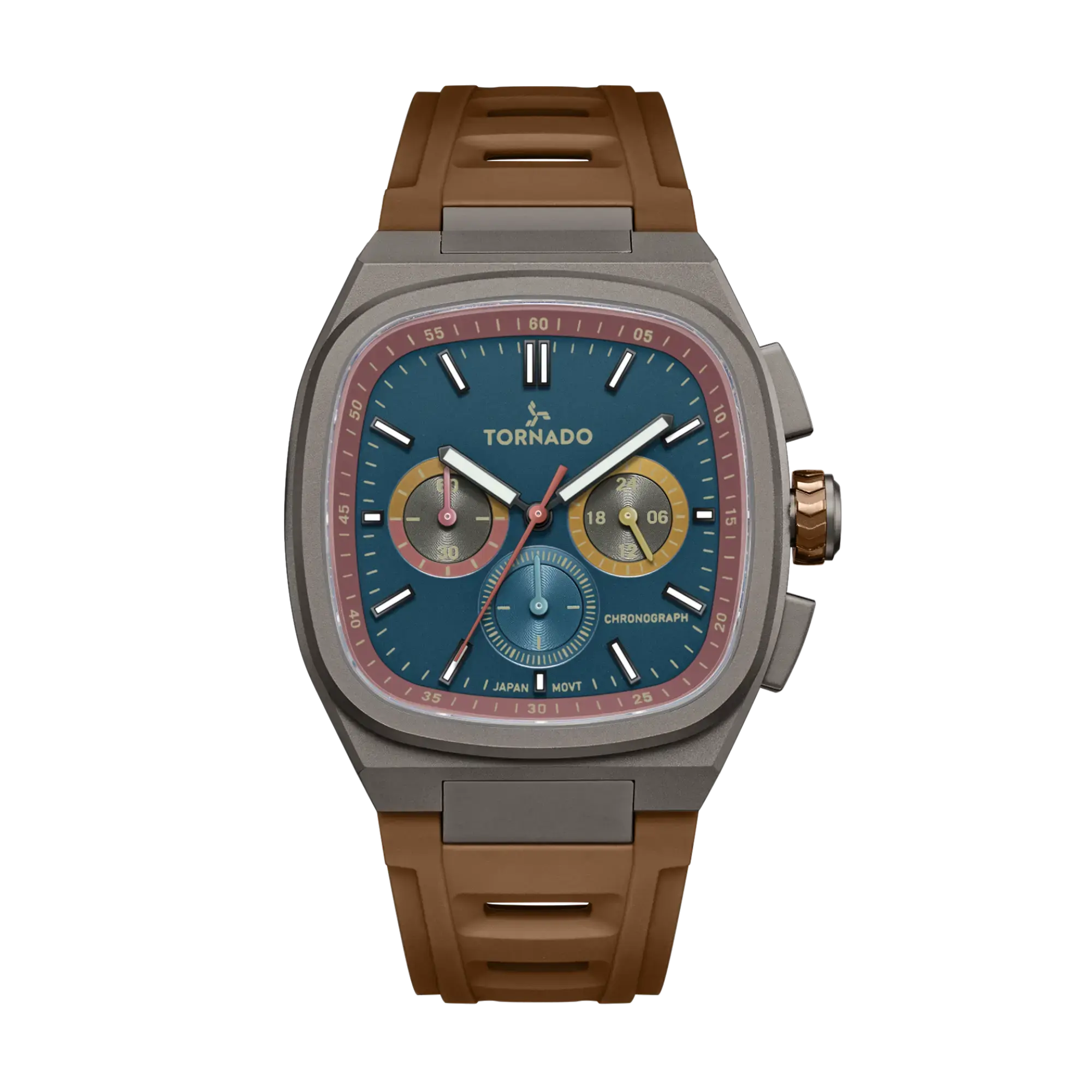 ARISTOCRATE Male Chronograph Watch - 42mm Steel Body, Sandblasted Finish, Brown Dial, Everyday Wear Fashion Men's Watch, Male Watch