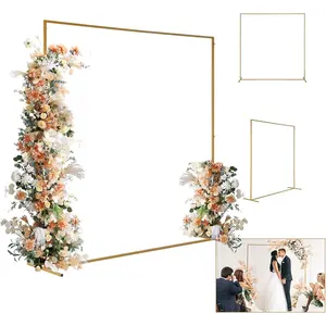 Ubesgoo 6.6ft Wedding Arch Backdrop Stand, Square Metal Wedding Ballon Arch Frame Decoration Support Stand for Ceremony Indoor Outdoor Party Event Baby Shower
