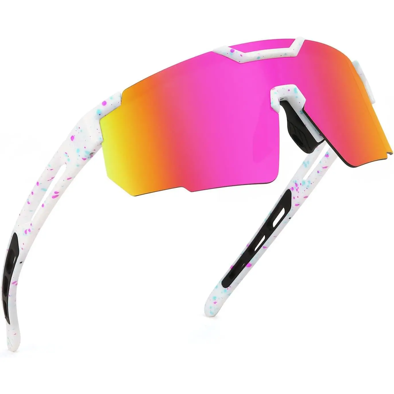 FEISEDY Sports Cycling Sunglasses for Men Women, Baseball Sunglasses Youth Large Frame 80s Softball Running Visor Glasses E3004