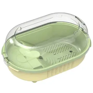 Eco - Friendly Small Plastic Turtle Tank with Climbing & Basking Platforms  (Bare Tank No Light or Landscaping Included) , Multifunctional Partition Design, Easy Water Change & Escape Prevention, Ideal for Turtle Breeding