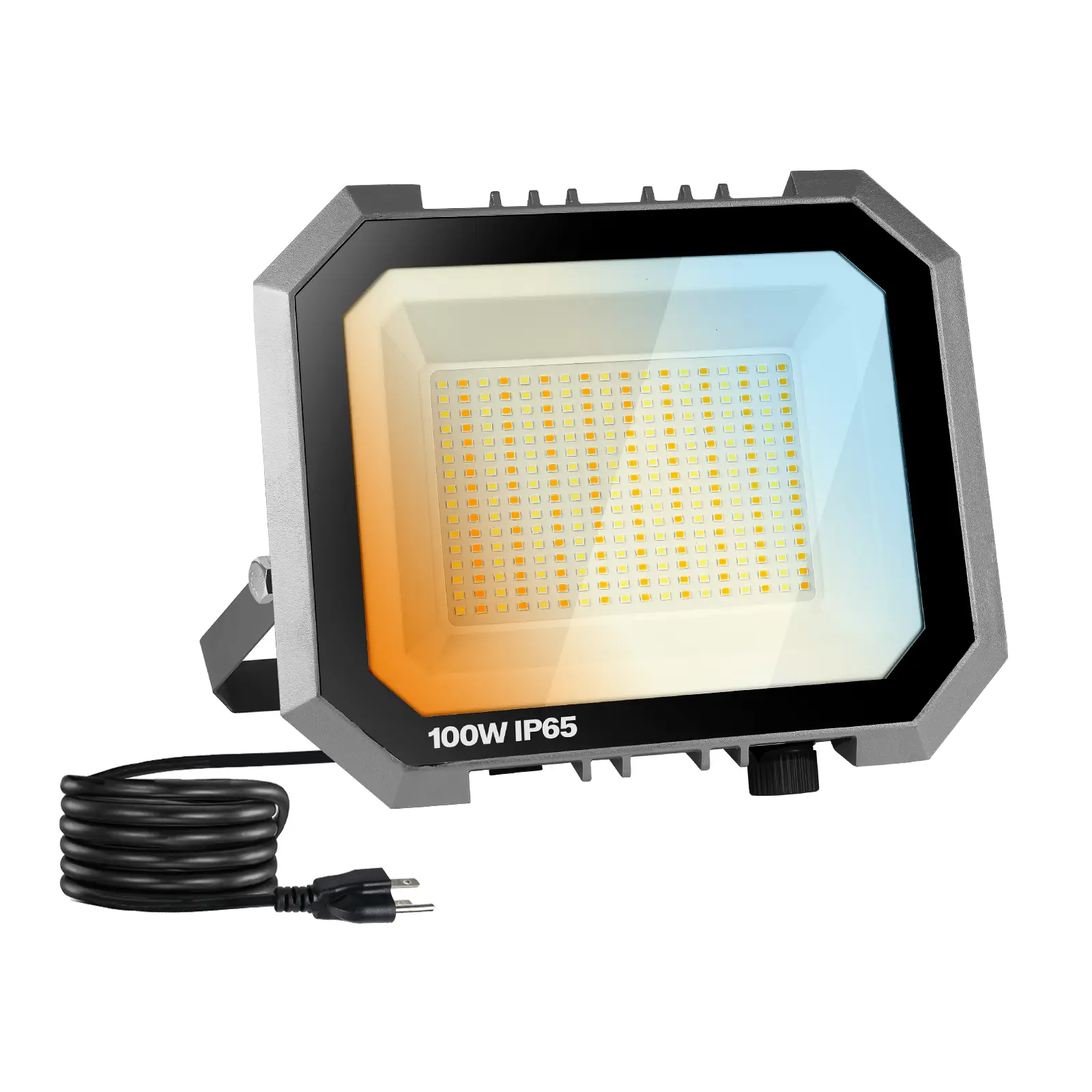 100W LED Flood Lights Outdoor 3CCT 3000/4000/6000K Dimmable 10000LM IP65 Waterproof Die-Cast Aluminum Floodlight for Garage Yard Lawn Garden Energy Saving