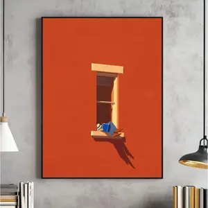 Bold Minimalist Digital Wall Art, Aesthetic Home Decor Painting, Warm Sunny Colorful Print, Book Lover , Dopamine Decor