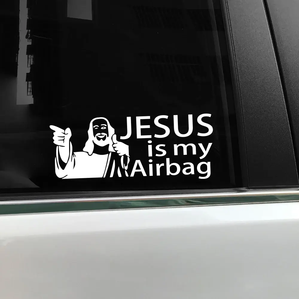 Jesus is My Airbag Car Sticker Motorcycle Truck Window Door Vinyl Film Decals Safety Driving God Blesses Decoration Accessories