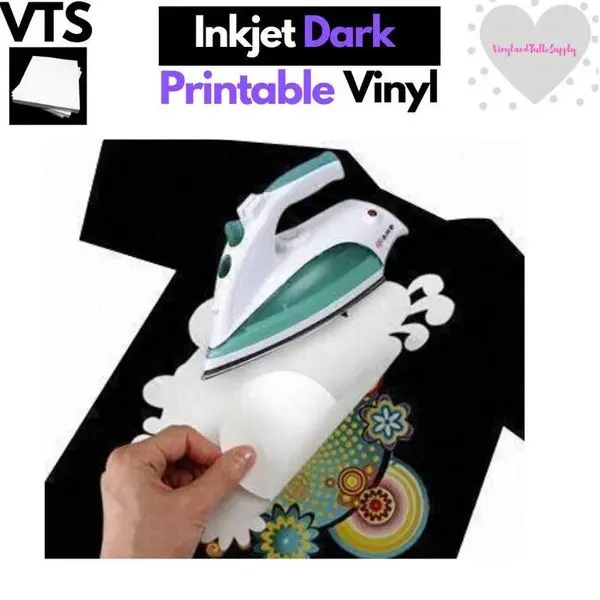 VTS Inkjet Iron-On Printable Vinyl for Dark Garments, Dark Fabric Compatible, 8.5x11in 50-Pack, DIY Specialty Supplies for Crafts