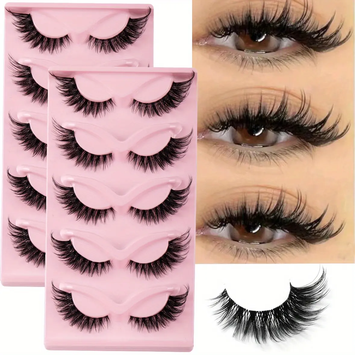 10Pairs/2Pack Cat Eye Lashes Faux Mink D Curl Eyelashes Natural long Manga Lashes Winged End Eye Elongated Eyelashes Fake Lashes Synthetic Lashes Makeup Artificial Lashes False Eyelashes