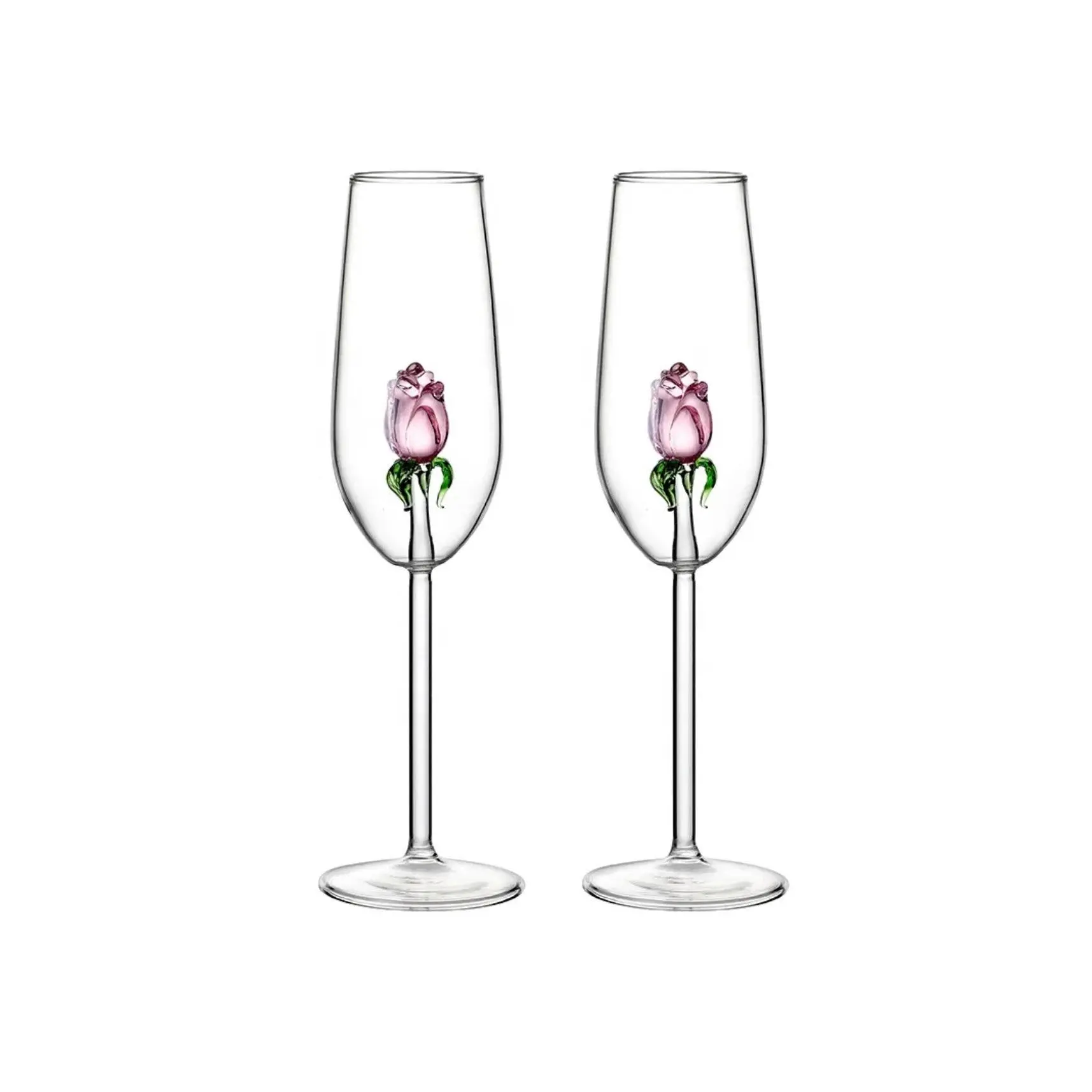 7.4oz, 3D PINK ROSÉ Champagne Flute, Set of 2