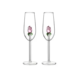 7.4oz, 3D PINK ROSÉ Champagne Flute, Set of 2