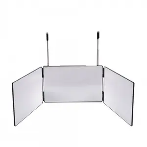 Three-Fold Makeup Mirror with Extendable Hook, Hanging Foldable High-Definition Cosmetic Mirror, Wall-Mounted Bathroom Accessory