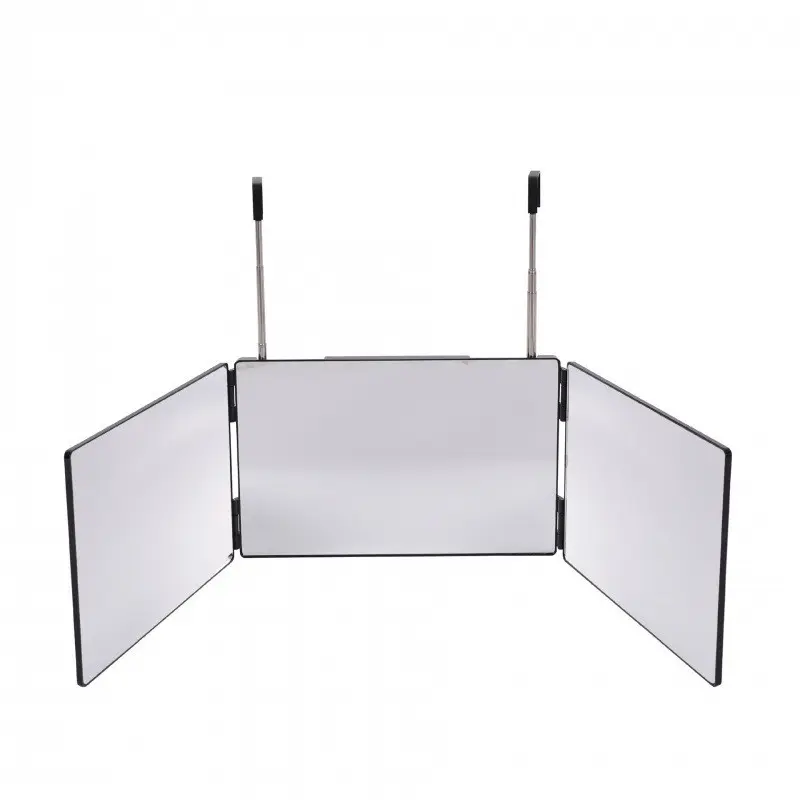 Three-Fold Makeup Mirror with Extendable Hook, Hanging Foldable High-Definition Cosmetic Mirror, Wall-Mounted Bathroom Accessory, Adjustable Trifold Mirror, Adjustable Height Mirror, Adjustable Vanity Mirror, Tri Folding Mirror, Mirrors for Wall