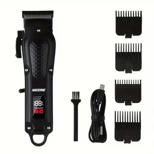 WEEME Professional Men's Digital Display Electric Hair Clipper, Cordless Barber Clipper, USB Rechargeable, 4 Guide Combs, For Salon & Home Use, Rechargeable Lithium Battery, Ideal Gift For Men