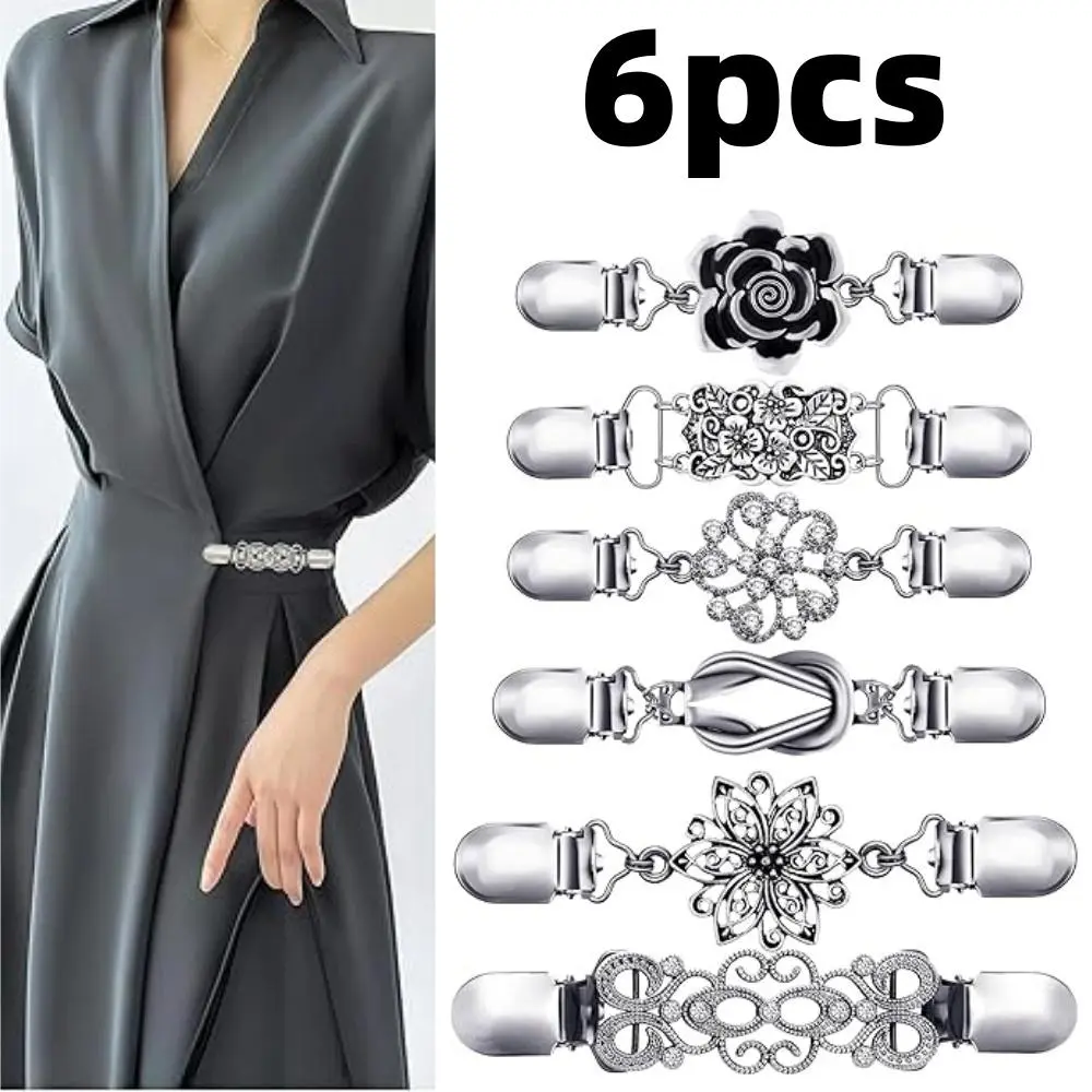 6 Pieces Vintage Cinch Clips for Women Clothing Sweater Dress Clips Cardigan Shawl Brooches Waist Cincher Decors, Shirt Dress Cardigan Clip, Waist Clip