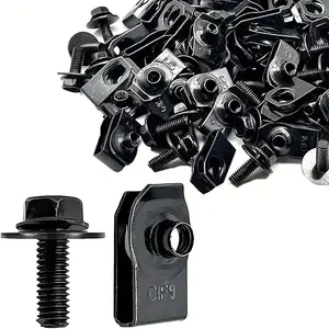 30-Piece Set: Automotive Bolts & U-Nut Clips, Engine Splash Guard Rivets, Bumper & Fender Fasteners, Mudguard Retainer Clips, and Metal U-Washers-Suitable for Cars & Motorcycles. High-Quality Accessories, Heavy-Duty Clips, and Durable Hardware-A Must-Have
