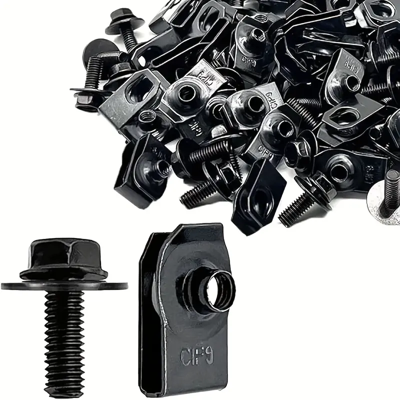 30-Piece Durable Automotive Hardware Complete Set - Car Accessories, Auto Parts Accessories Including Metal U-Nut Clips, U-Washers, Engine Splash Guard Rivets, Bumper Fasteners, Fender Fasteners, Mudguard Retainers for Cars, Motorcycles