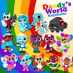 Dandy's World Keychain Cute Acrylic Charms – Razzle & Dazzle, Connie, Finn, Coal, Gigi, Tisha, Boxten, Brightney, Looey, Flutter, Poppy, Scraps, Bobette, Ginger – Cute Acrylic Keychain Charms, Perfect Gift for Fans & Collectors