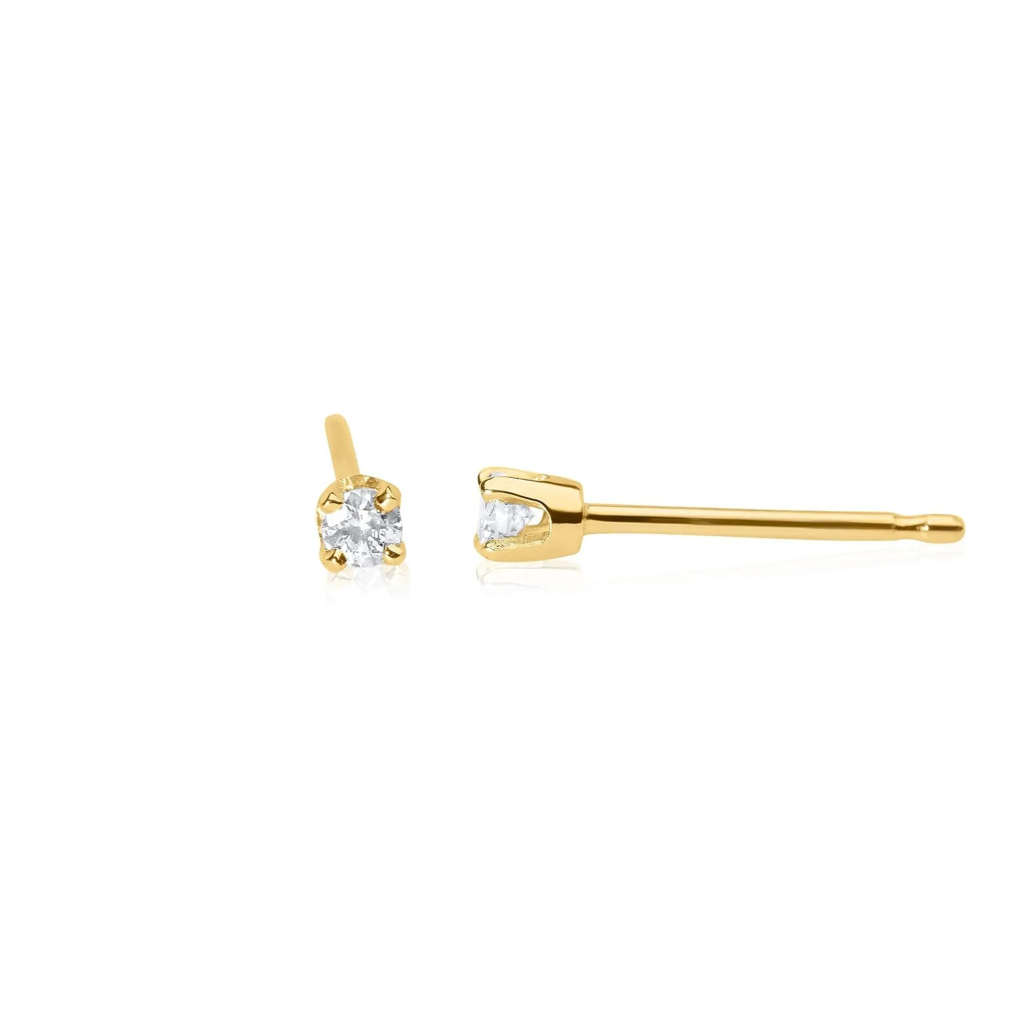 14k Tiny Gold Diamond Studs Earrings with Simple Design and Elegant Finish
