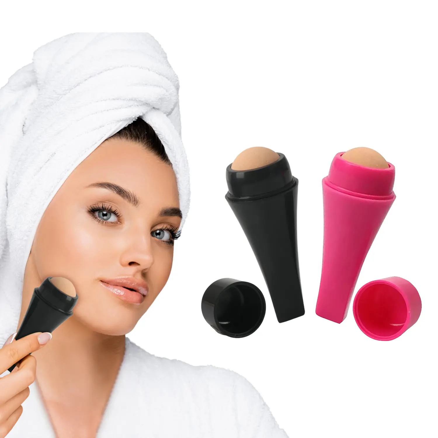 2-Pack: Oil Control Volcanic Face Roller Reusable Oil-Absorbing Facial Skincare Beauty Tool Daily Handy Smooth Matte