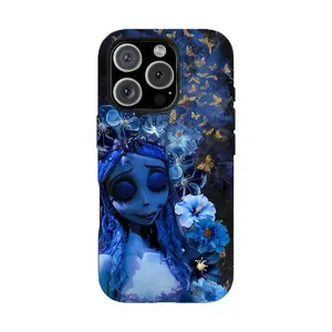 Y-Corpse Bride Patchwork Pattern Wall Paper phone case,Blue patchwork Phone Case