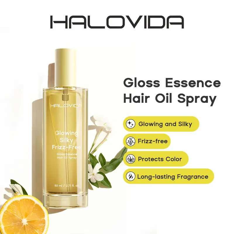 Halovida Gloss Essence Hair Oil Spray,Glowing & Silky Hair,Repair & Heat Protection,Advanced Color Protection,Long-lasting Fragrance,Gentle,Jojoba Oil,With Camellia Squalane,ZORYALYS Complex Haircare, #backtoschool
