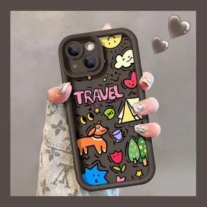 Shockproof Travel-Themed Cartoon Phone Case for Adventurers & Fun Lovers – Durable Scratch-Resistant TPU – iPhone 17 Pro Max 16 15 14 Plus 13 12 11