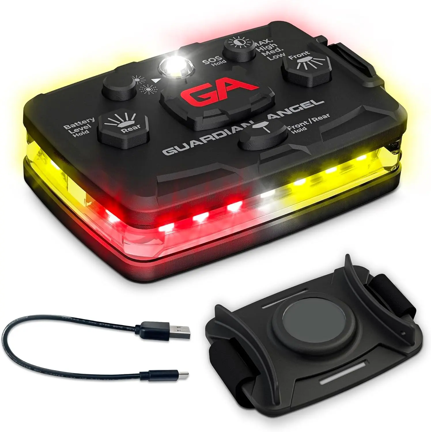 Guardian Angel Elite Series Safety Light - (Red/Yellow Front & Red/Yellow Rear) - Rechargeable, Magnetic, Hands-Free Wearable LED Light for First Responders, Firefighters, Rescue Ops & Industrial PPE Visit the Guardian Angel Store