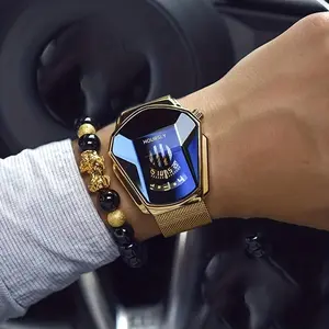 Men’s watch featuring a unique large dial, quartz movement, racing steel strap set—fashionable wristwatch