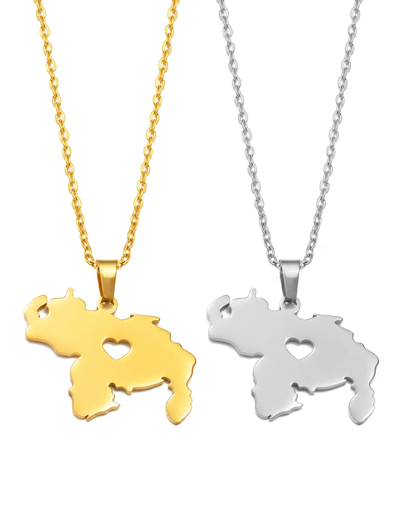 1pc Venezuela Map Pendant Necklaces for Women Girls Jewelry Venezuelan Stainless Steel Accessory Costume Jewelry