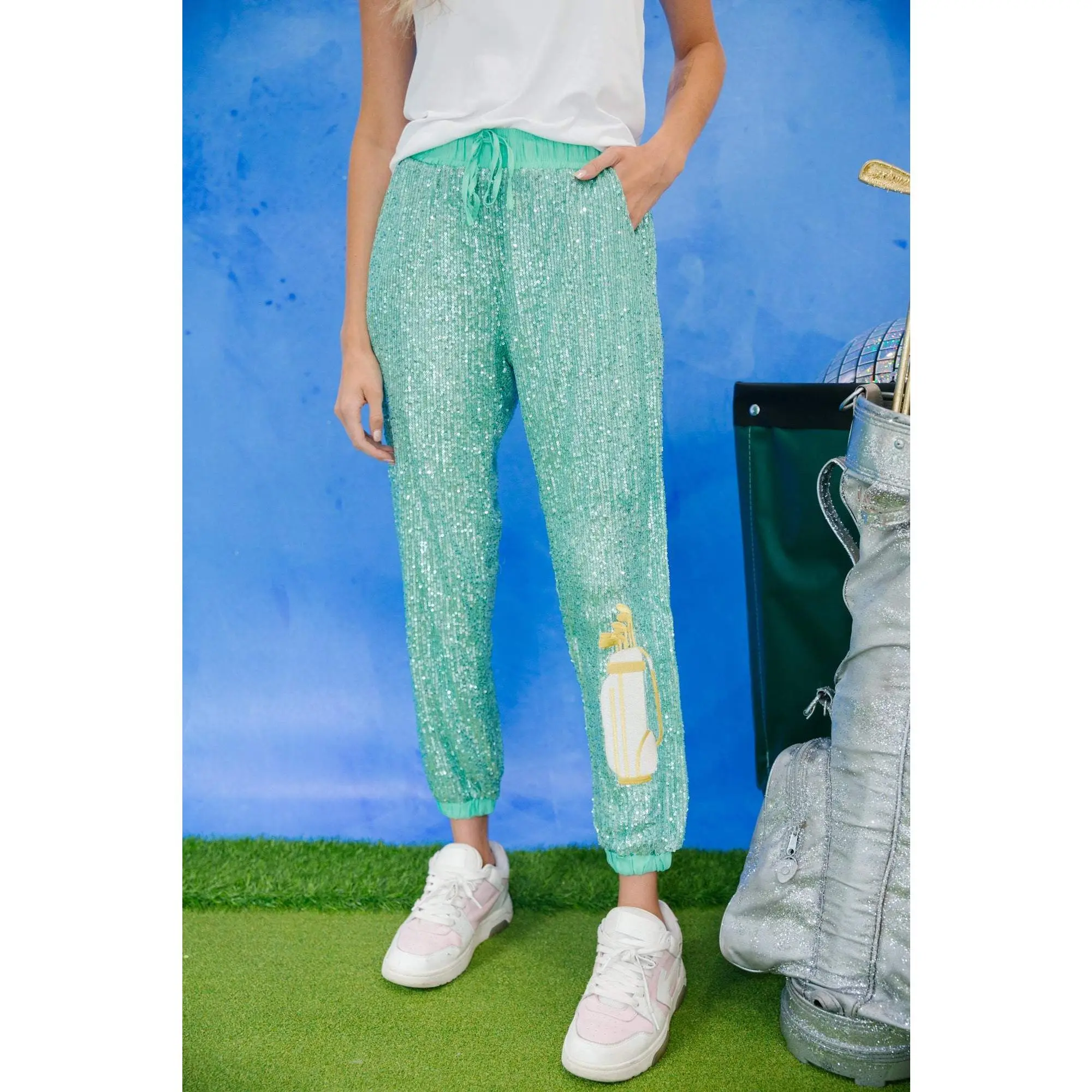 NICE SHOT SEQUIN JOGGERS