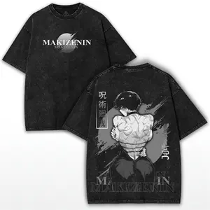Jujutsu Kaisen Maki Zenin – Washed Heavy Cotton Oversized Shirt with Bold Graphic Back Art | Anime Fighter’s Statement Piece