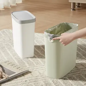 1pc Slim Fit Trash Can, Plastic Rectangular Garbage Bin for Bathroom, Bedroom, Living Room, Kitchen, No-Lid Space-Saving Waste Basket, No Electricity Needed Green