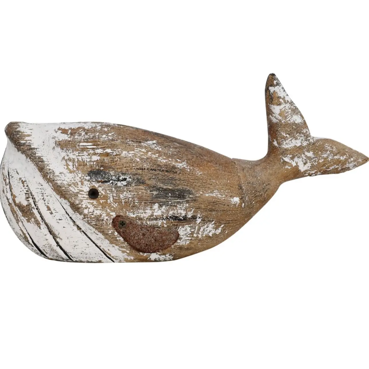 Wooden Whale Decor Tabletop Nautical Decor Solid Wood Whales Statue Sculpture Standing Coastal Decor Beach Figurines for Home Sea Decor for Bathroom Ocean Theme House Decor 4.9 Inches Tall