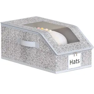 Stackable Baseball Cap Storage Box Clear Window Lid + Dustproof & Waterproof, Foldable, Holds 12-24 Caps, Fits Closets/Bedroom Shelves，valentine gifts