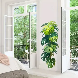 Large Monstera Leaf Wall Decal, Tropical Plant Leaves Wall Sticker, Jungle Design Room Decor Sticker, Decorative Wall Sticker, Self Adhesive Stickers
