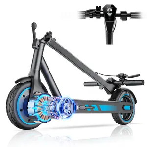 electric scooter, 500W motor, 25 MPH max speed, 10-inch tubeless tires, 28-mile range, foldable and portable, large LED display, supports APP control and cruise control, suitable for adults' daily commuting and kids' leisure riding.